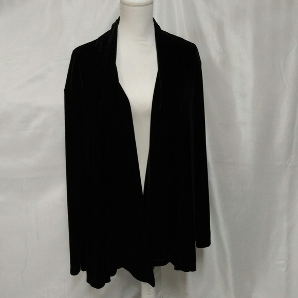 Fashion Bug Stretch Black Long Sleeve Folded Collar Open Front Cardigan - Picture 2 of 6